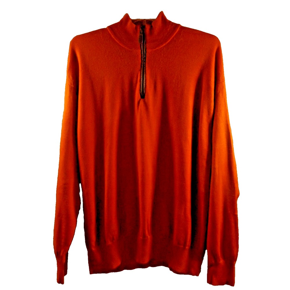 ORVIS  Mens Burnt Orange 100% Merino Wool Quarter Zip Sweater XXL - Picture 3 of 9